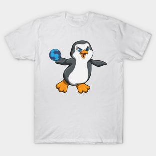 Penguin at Sports with Handball T-Shirt